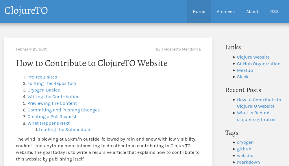Forking clojureto-website repository